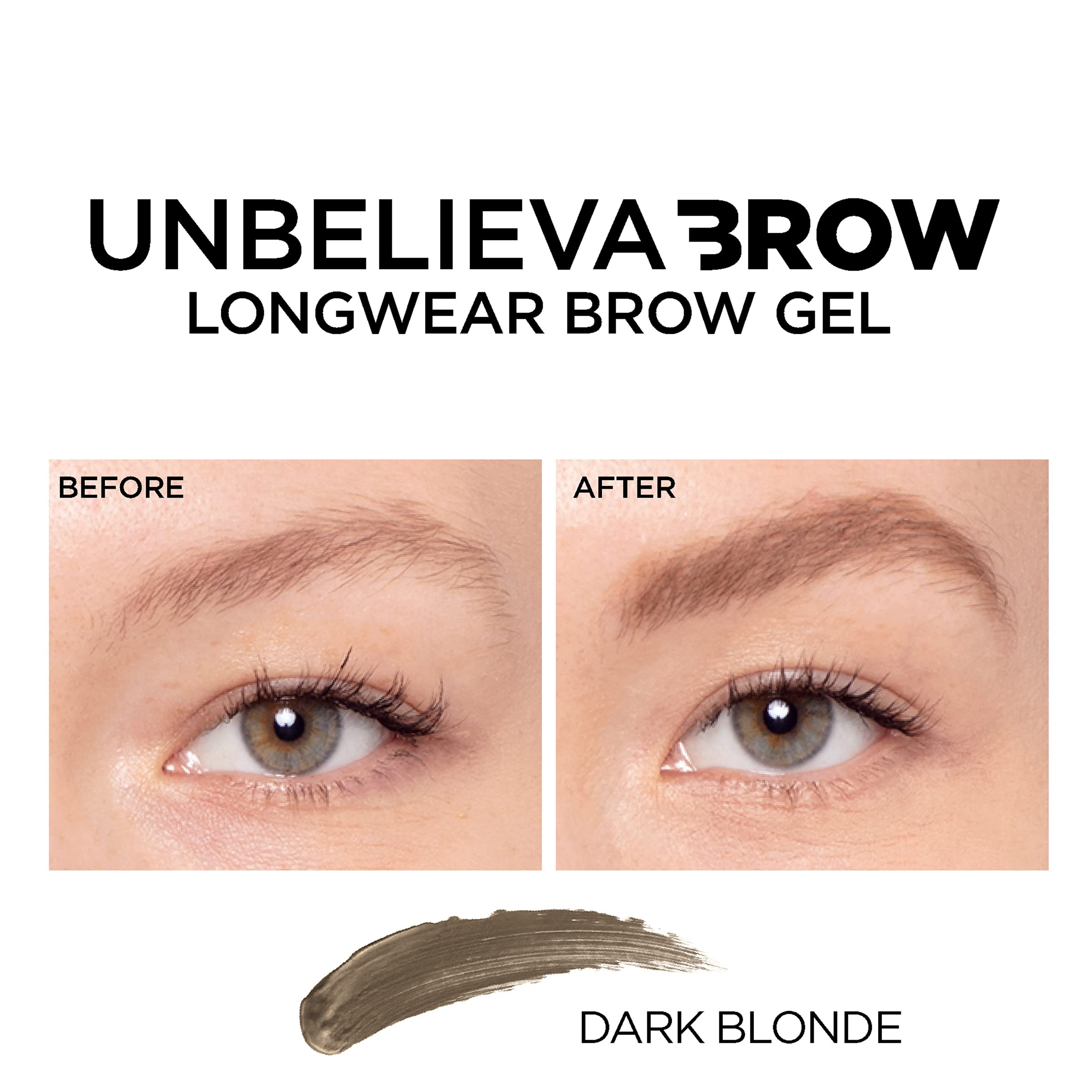 L'Oreal Paris Unbelieva-Brow Gel resistente al agua para uso diario.