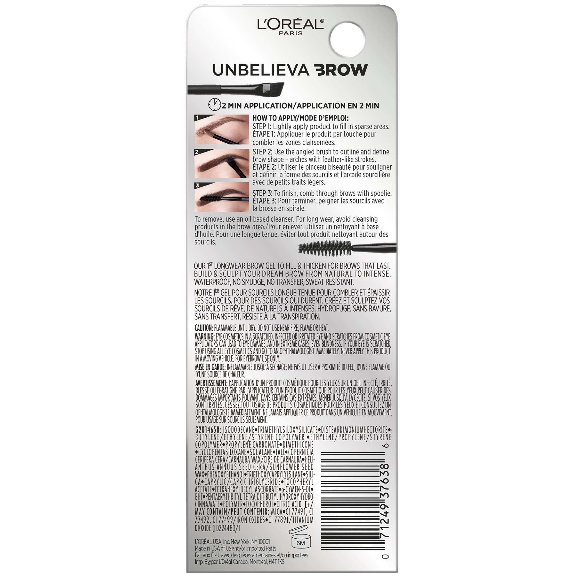 L'Oreal Paris Unbelieva-Brow en tono rubio ofrece color natural para cejas definidas