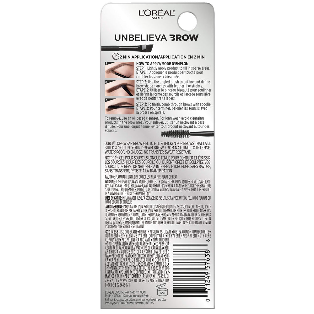 L'Oreal Paris Unbelieva-Brow en tono rubio ofrece color natural para cejas definidas