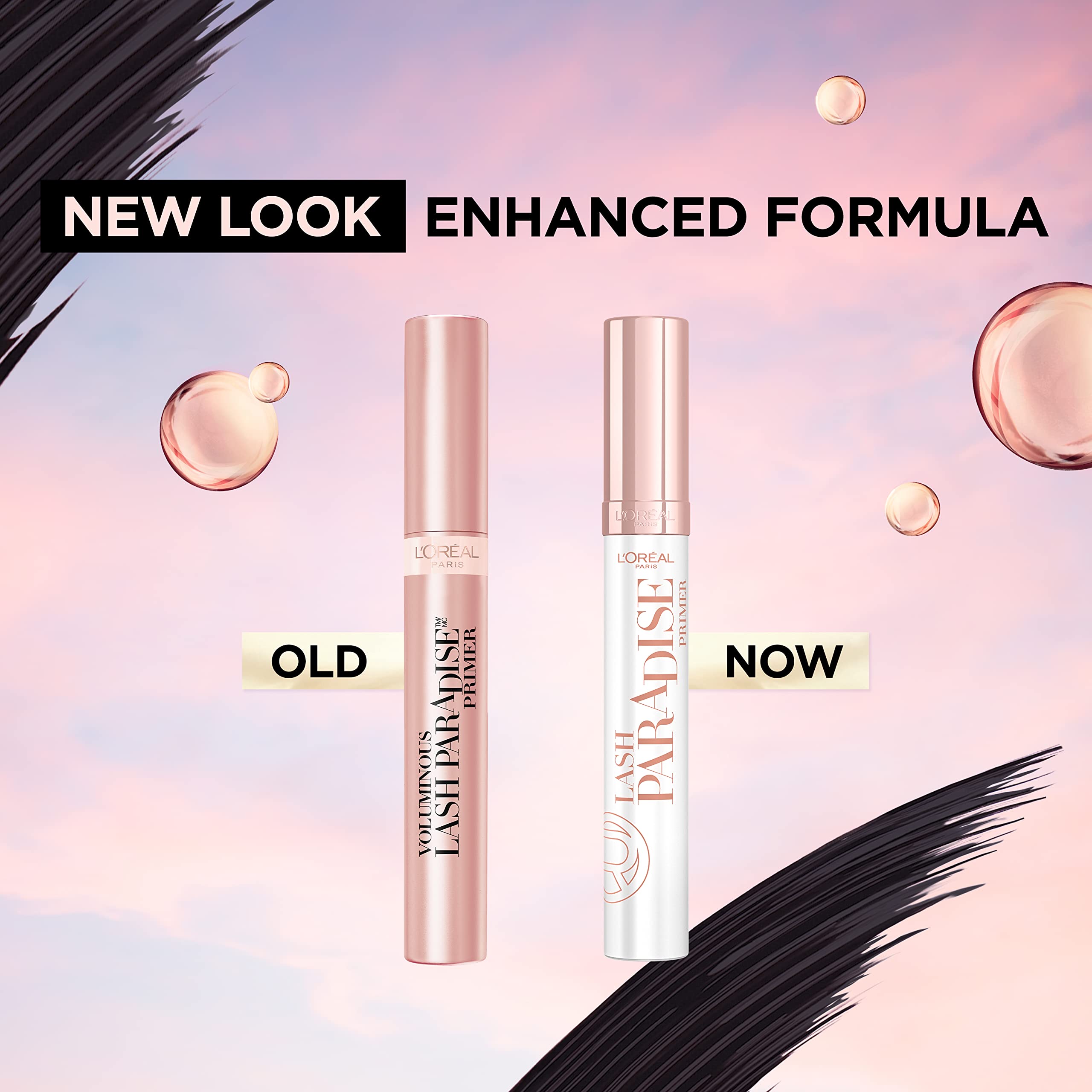 L’Oréal Paris Lash Paradise Primer cepillo suave y fondo blanco en primer plano