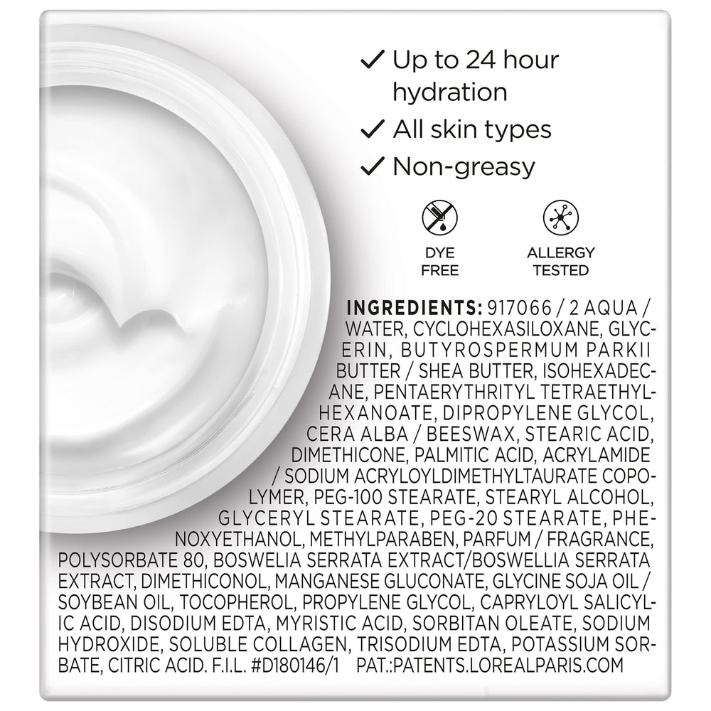 L’Oréal Paris Wrinkle Expert 35+ textura suave no grasa para piel sensible.