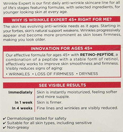 Aplicación diurna de Wrinkle Expert 45+ en rostro para hidratación