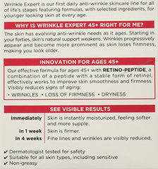 Aplicación diurna de Wrinkle Expert 45+ en rostro para hidratación