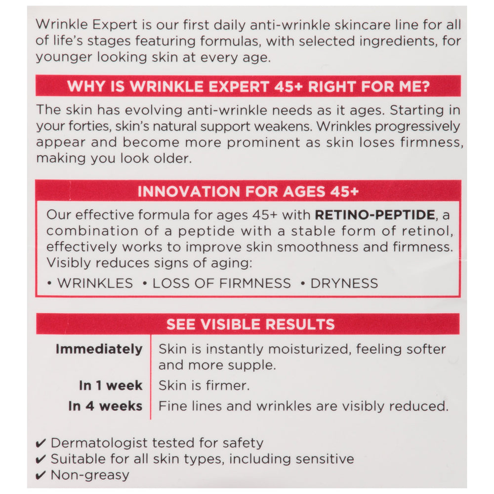 Empaque variado de Wrinkle Expert 45+ para diferentes necesidades