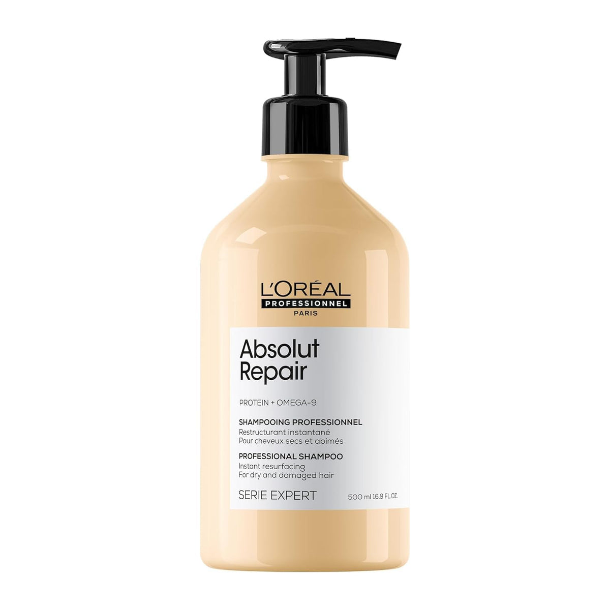 L'Oréal Professionnel Paris Absolut Repair Shampoo bottle nourishing dry hair.