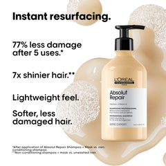 L'Oréal Professionnel Paris Absolut Repair Shampoo with golden quinoa improves texture.