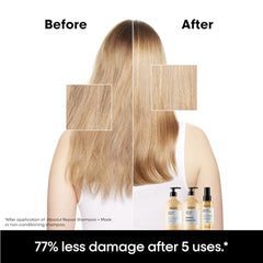 L'Oréal Professionnel Paris Absolut Repair Shampoo lather cleanses hair.