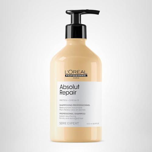 L'Oréal Professionnel Paris Absolut Repair Shampoo packaging signals premium salon care.
