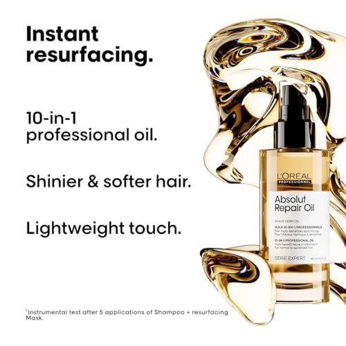 L’Oréal Professionnel Paris Absolut Repair oil applied to mid-lengths for detangling.