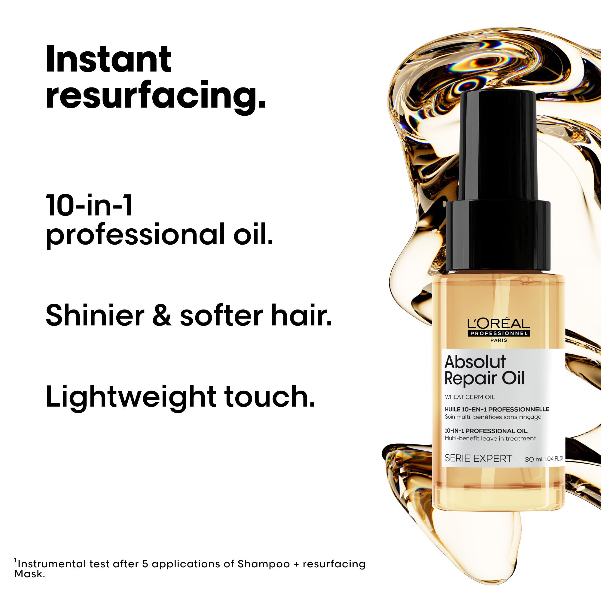 L'Oréal Professionnel Paris Absolut Repair 10-in-1 oil on-hair application boosts detangling.