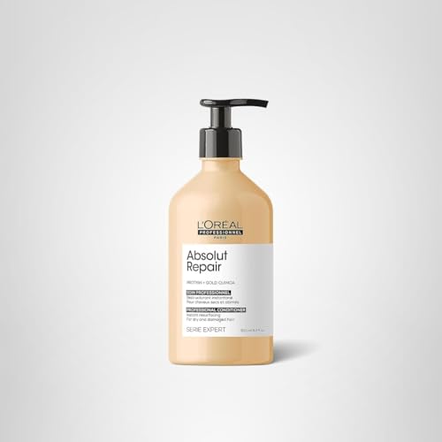 L’Oréal Professionnel Paris Absolut Repair label close-up highlighting shine.