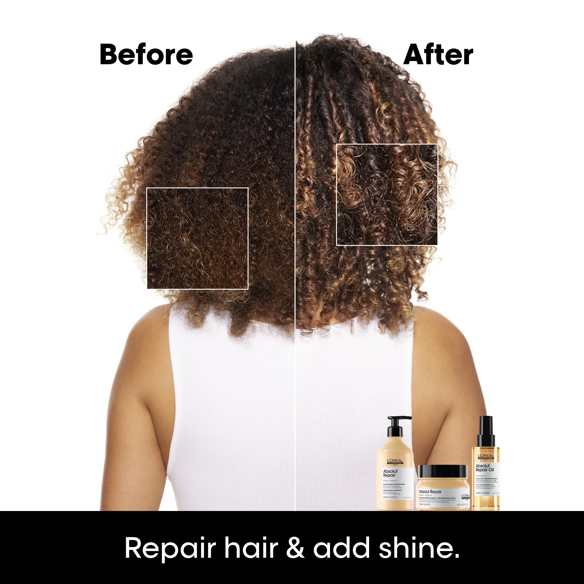 L'Oréal Professionnel Paris Absolut Repair Mask jar closed shows a rich nourishing formula for damaged hair.