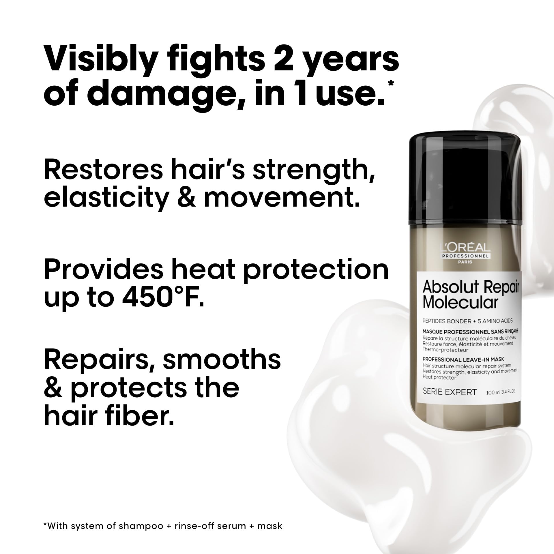 L’Oréal Professionnel Paris Absolut Repair Molecular heat protection up to 450°F for styling