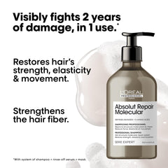 L’Oréal Professionnel Paris Absolut Repair Molecular Shampoo pump bottle for easy daily use