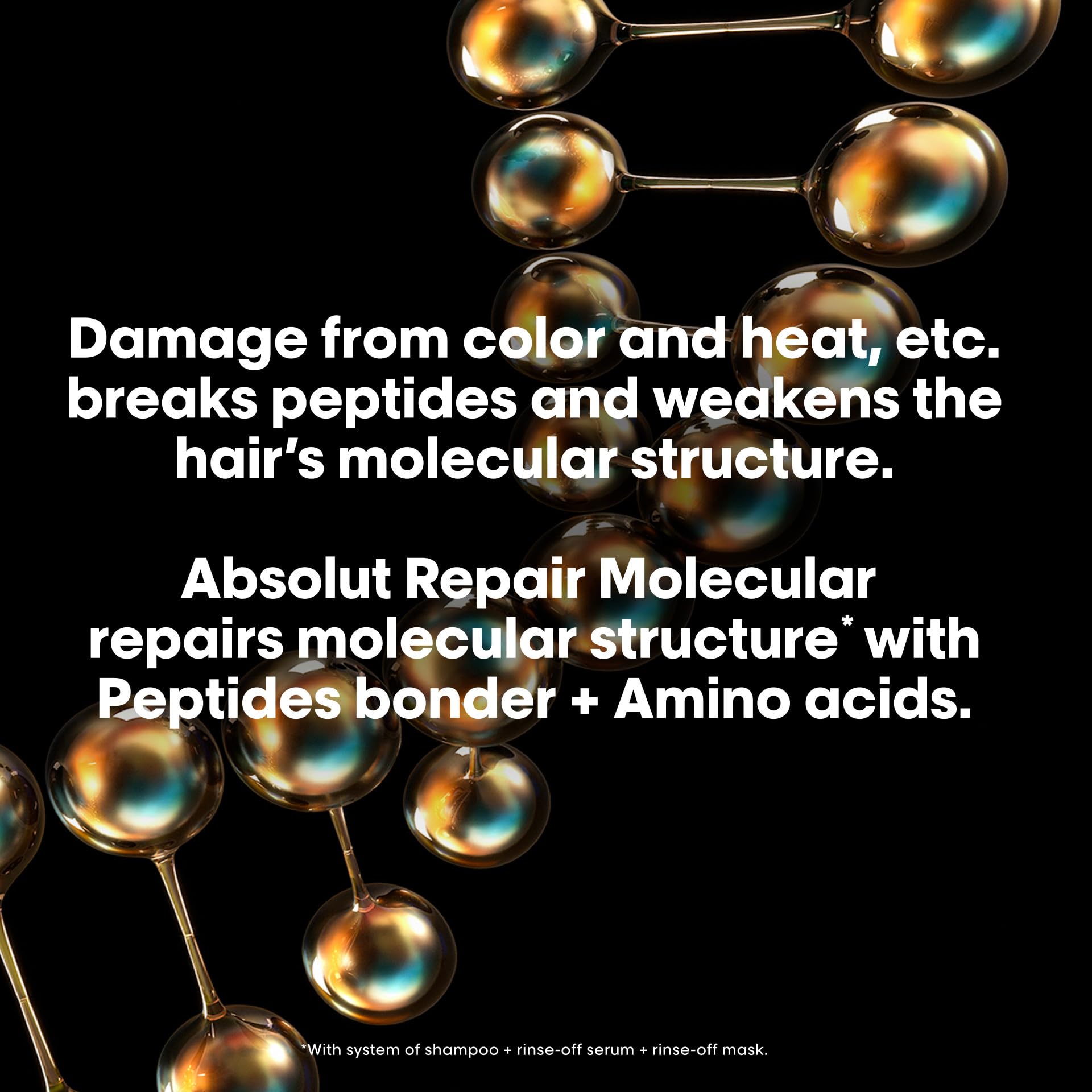 L’Oréal Professionnel Paris Absolut Repair Molecular Shampoo silky hair after wash close-up