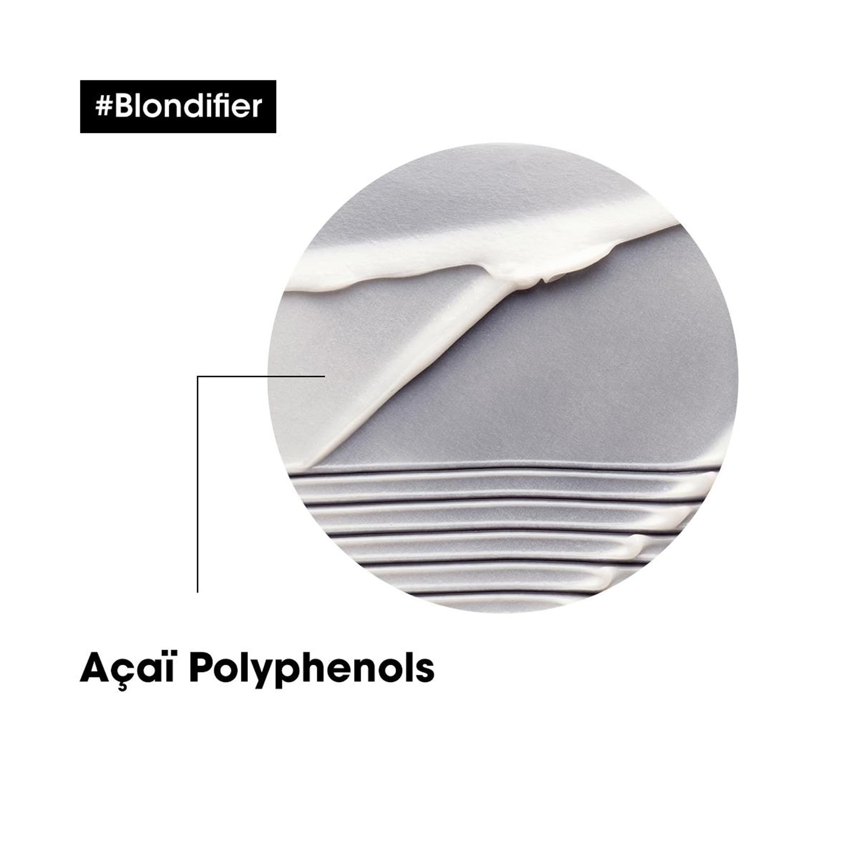 Close-up of L'Oréal Professionnel Blondifier Conditioner texture enhancing shine.