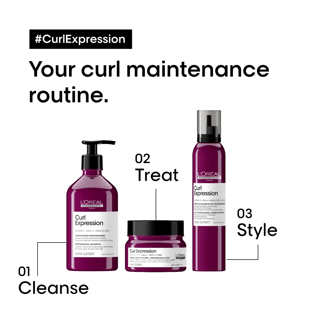 L’Oréal Professionnel Paris Curl Expression 10-in-1 Mousse defines curls with lasting bounce.