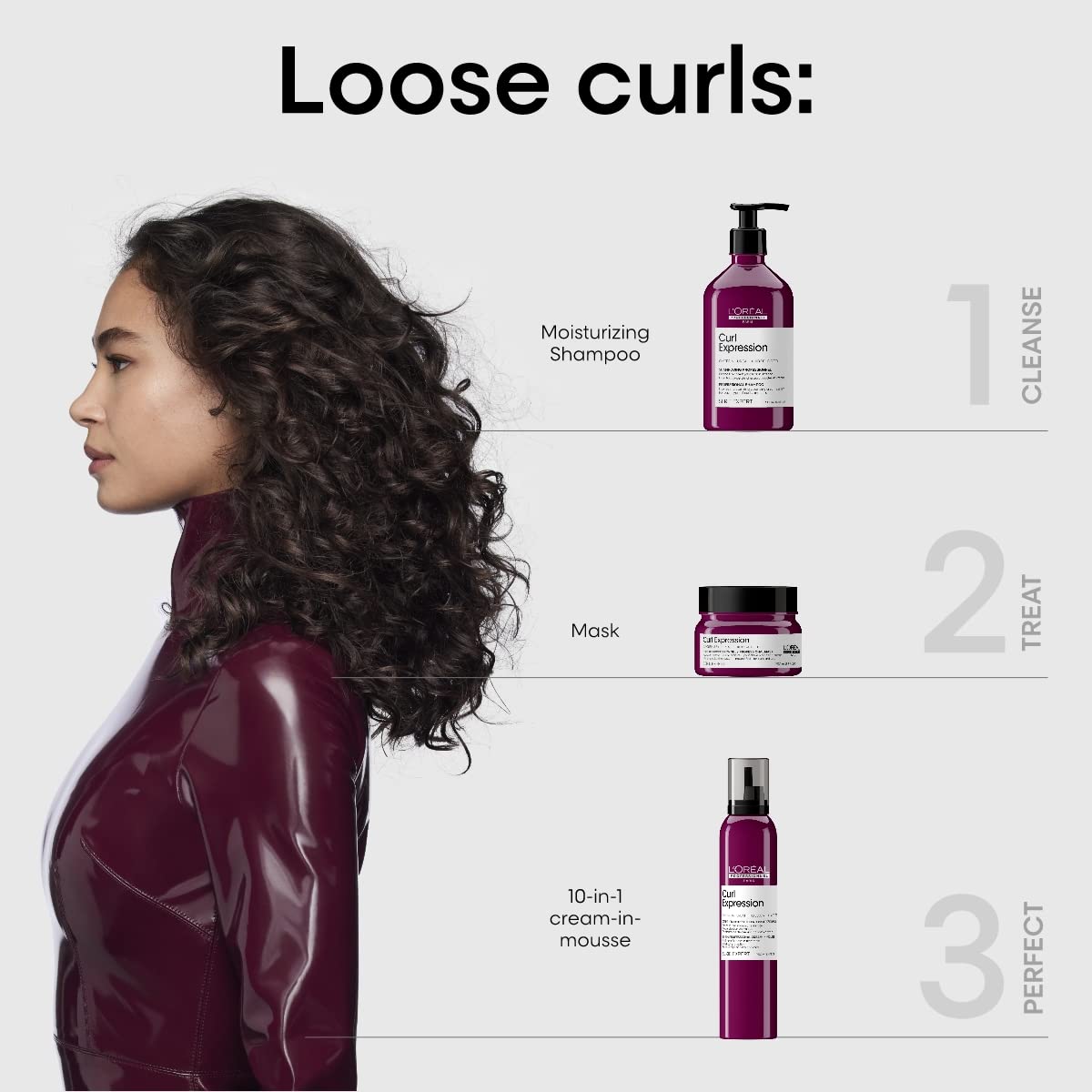 L’Oréal Professionnel Paris Curl Expression 10-in-1 Mousse adds smoothness and reduces frizz.