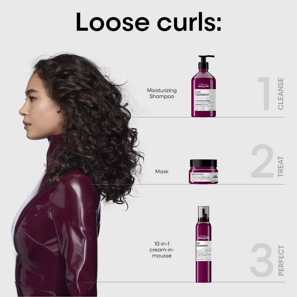 L’Oréal Professionnel Paris Curl Expression 10-in-1 Mousse adds smoothness and reduces frizz.