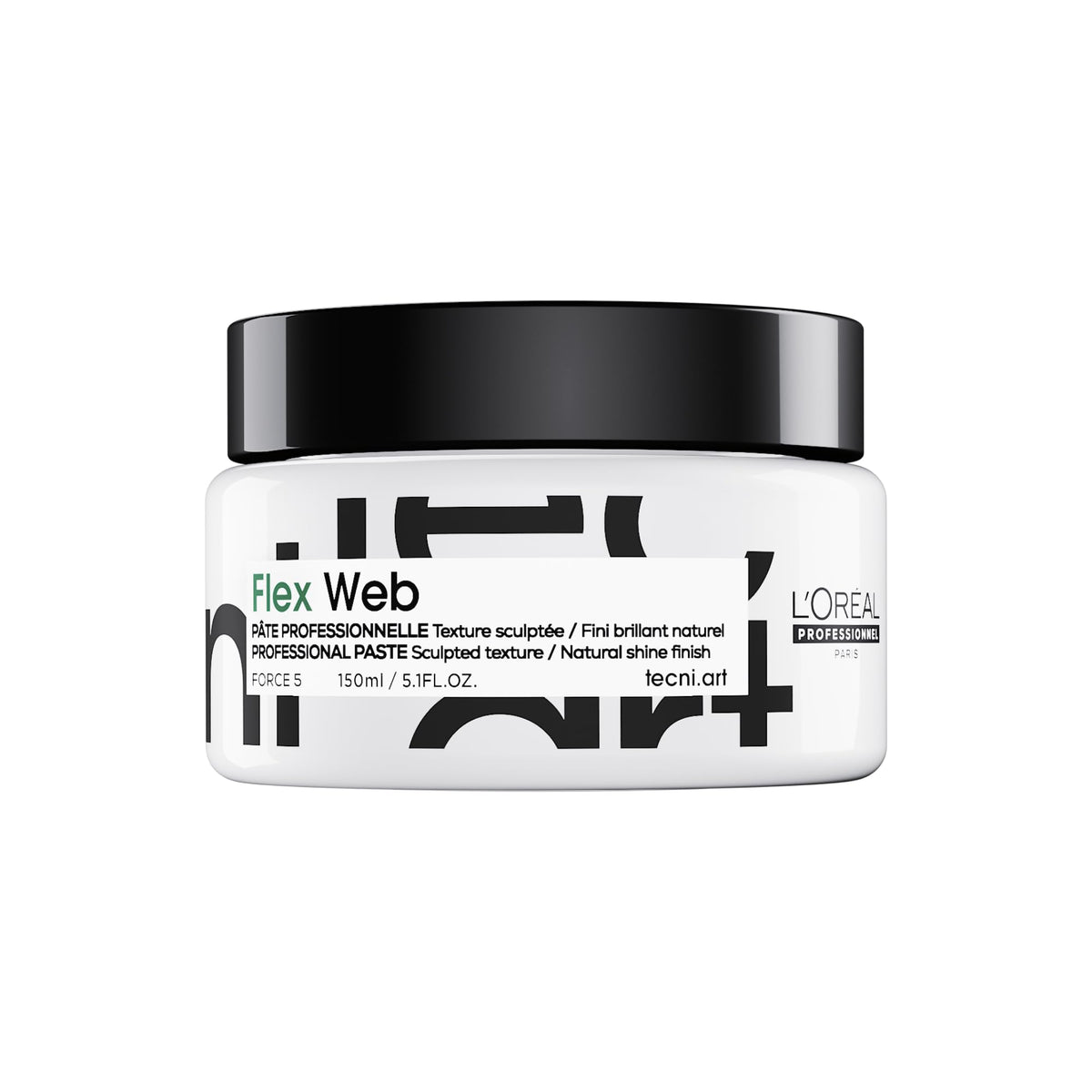 L’Oréal Professionnel Paris Flex Web Texture Paste jar with strong hold and flexible styling.