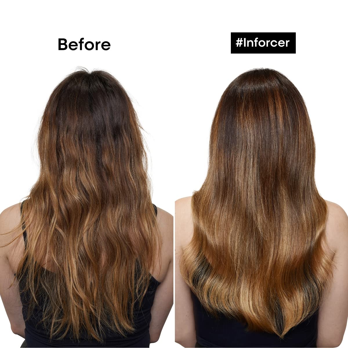 Inforcer bottle close-up highlights Biotin and Vitamin B6 for stronger hair