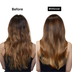Inforcer bottle close-up highlights Biotin and Vitamin B6 for stronger hair