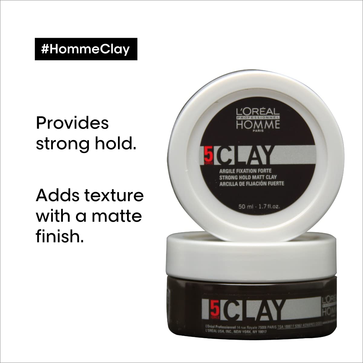 L'Oréal Professionnel Paris styling clay for men hands applying for defined texture.