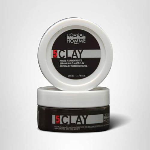 L'Oréal Professionnel Paris styling clay for men jar close-up showing matte texture.