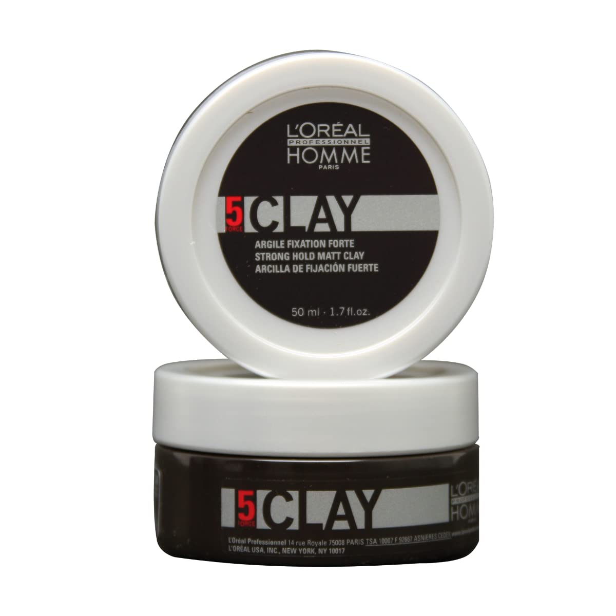 L'Oréal Professionnel Paris styling clay for men pack shot showing strong hold and matte finish.