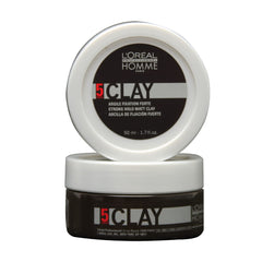 L'Oréal Professionnel Paris styling clay for men pack shot showing strong hold and matte finish.