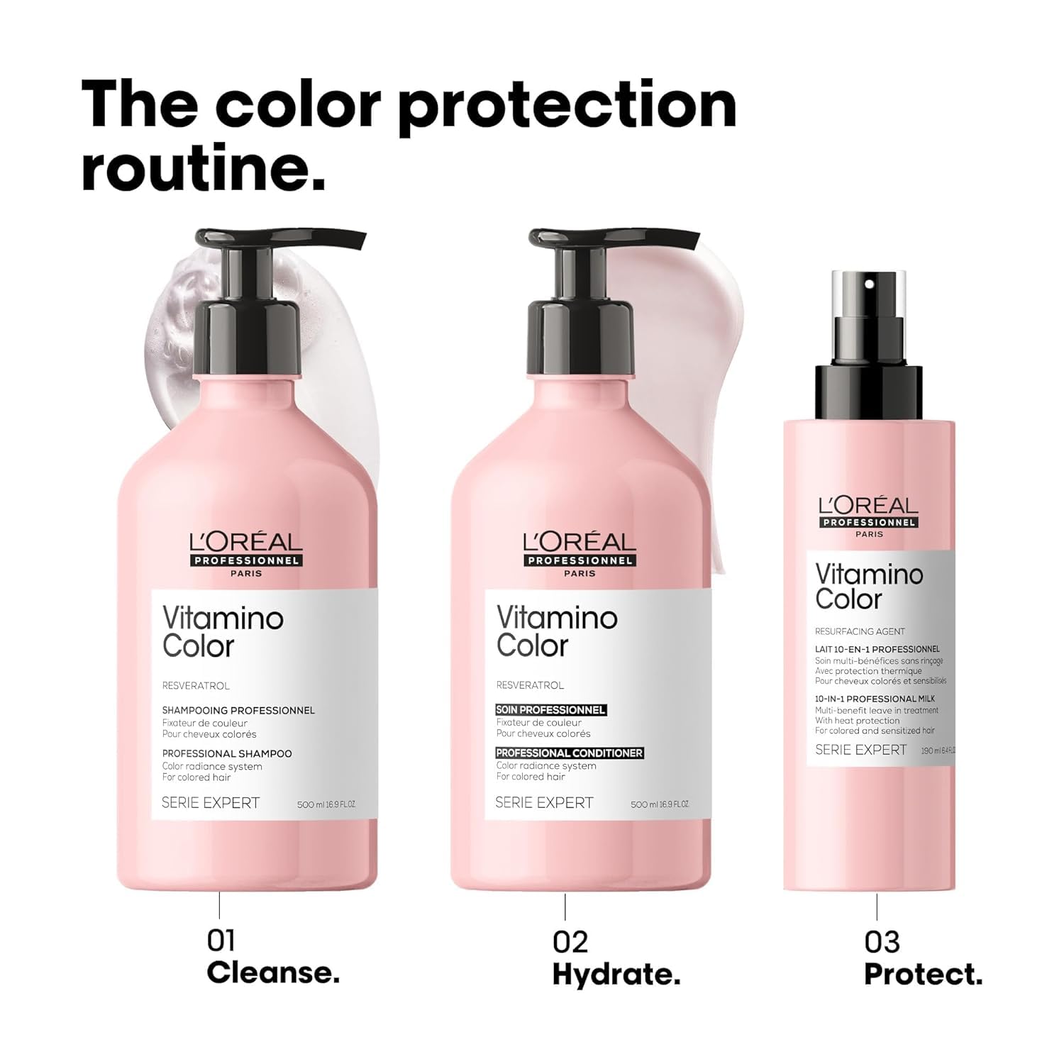 Shine-enhanced hair close-up after Vitamino Color Conditioner emphasizes radiant color.