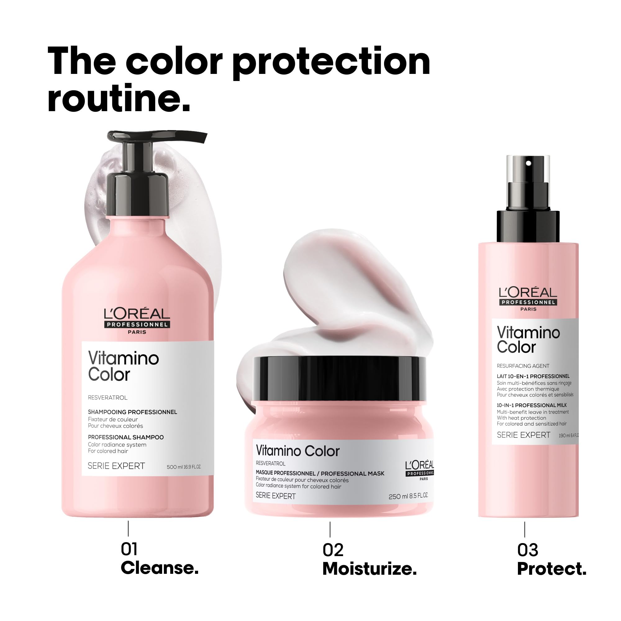 Frizz control and softness with Vitamino Color leave-in spray