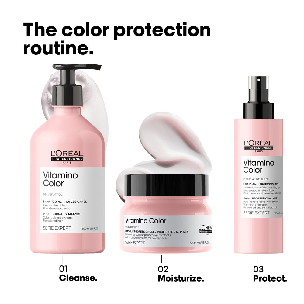 Frizz control and softness with Vitamino Color leave-in spray