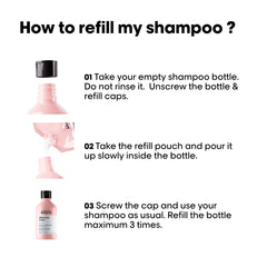Person using Vitamino Color shampoo in a washing routine to preserve vibrancy