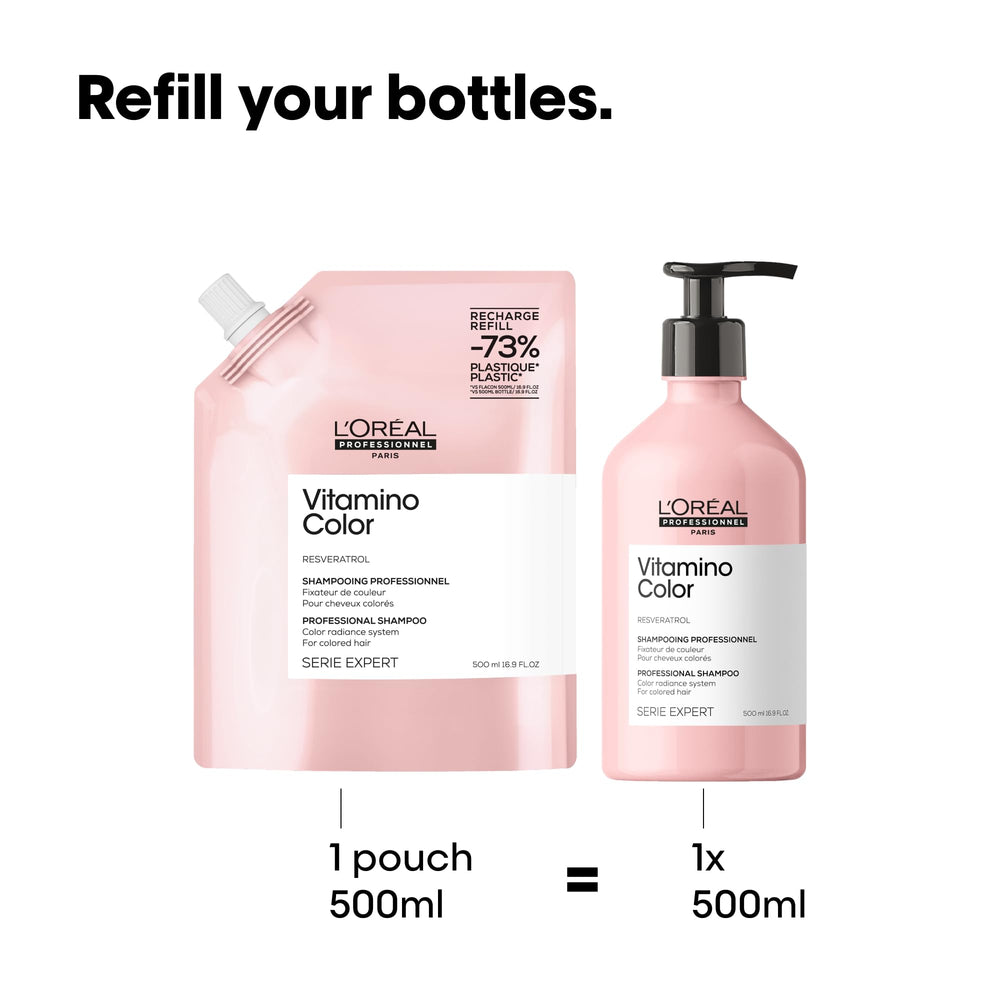Close-up of Vitamino Color shampoo lather showing gentle cleansing for color-treated hair