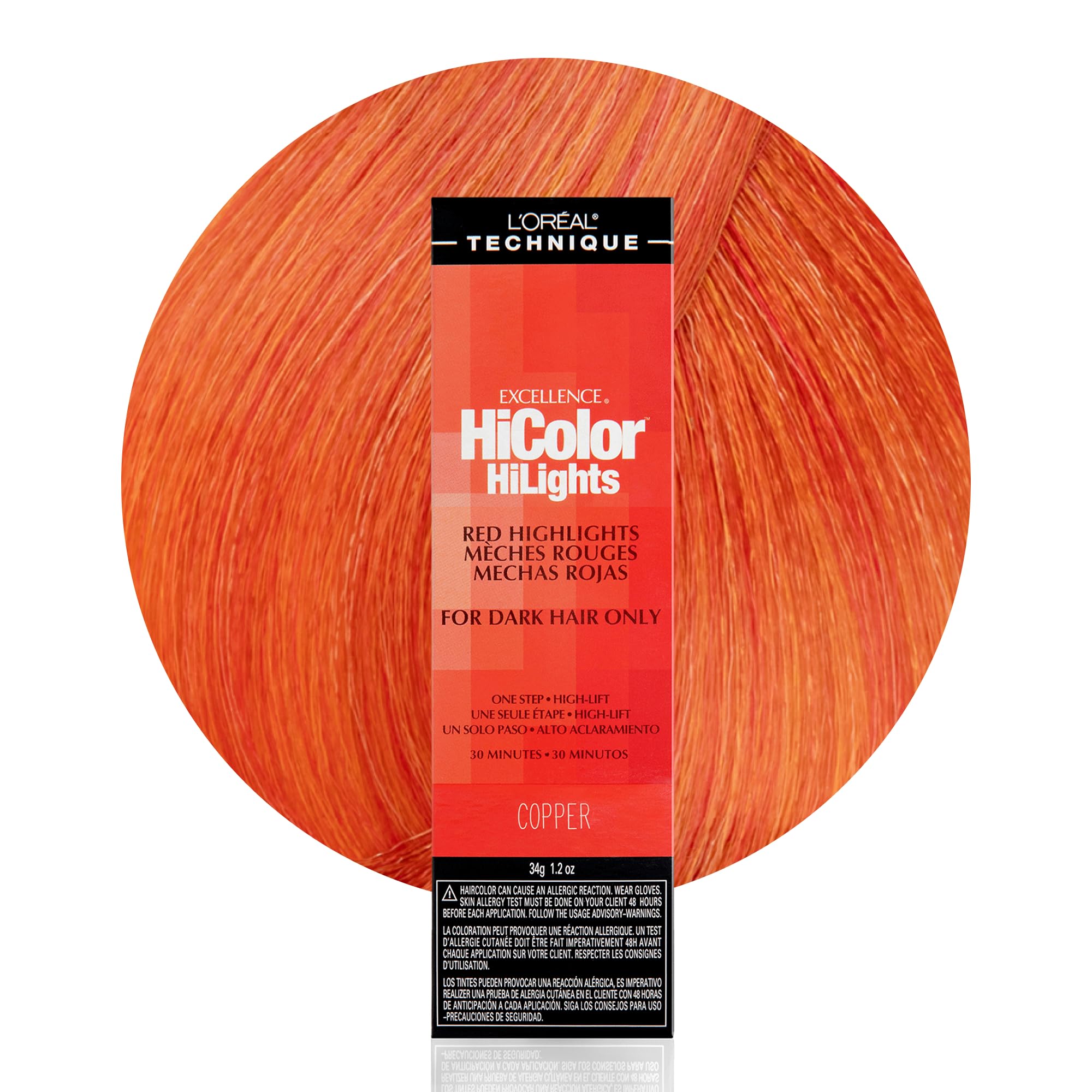 L'Oreal Technique HiColor HiLights bottle ready for precise, no-drip color application on dark hair