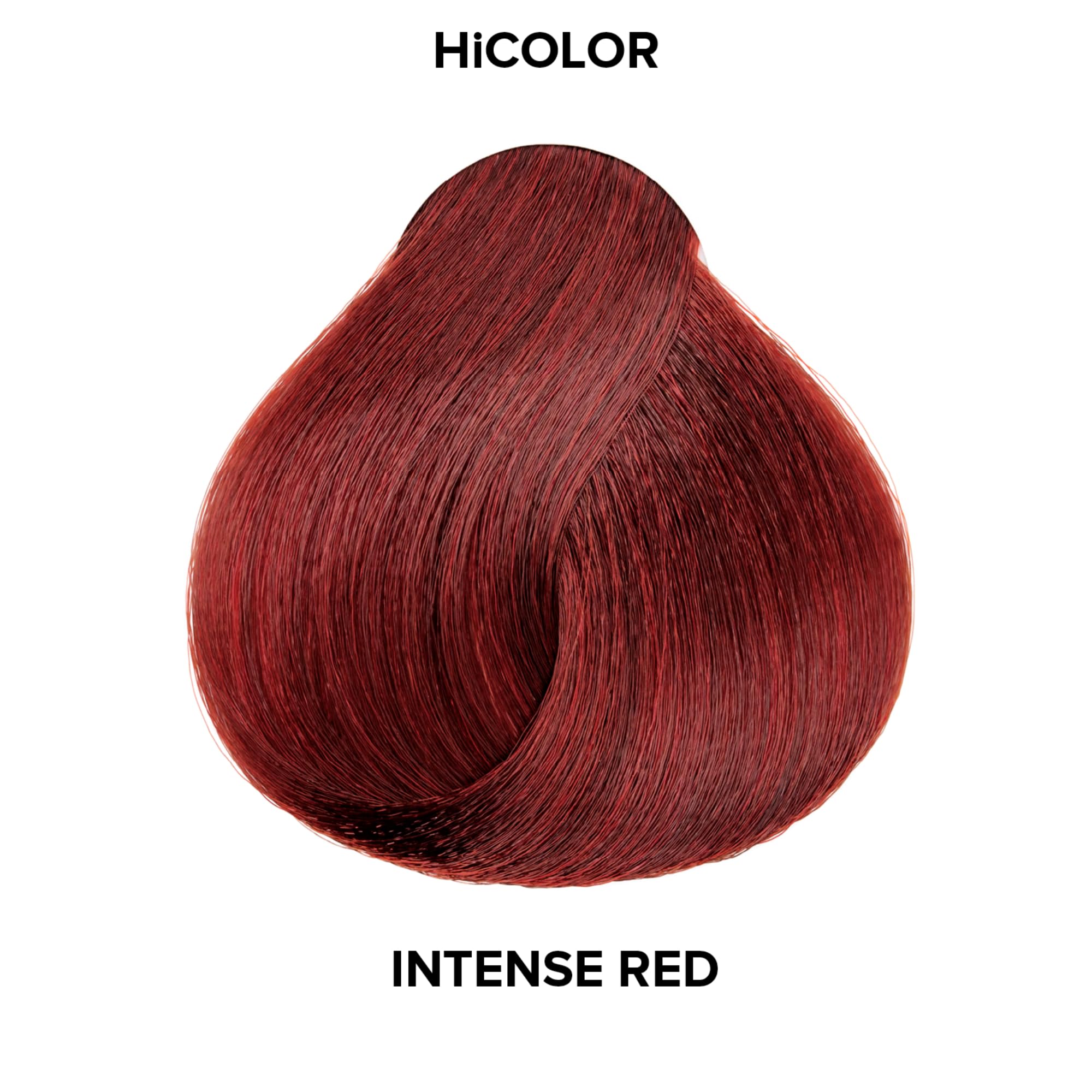 L'OREAL TECHNIQUE HiColor Reds application close-up demonstrates one-step lift on dark hair.