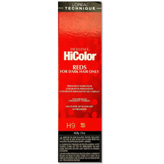 L'OREAL TECHNIQUE HiColor Reds bottle application delivering brass-free color for dark hair.