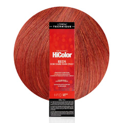 L'Oreal Technique HiColor Reds H10 Copper Red bottle promises bold lift on dark hair.