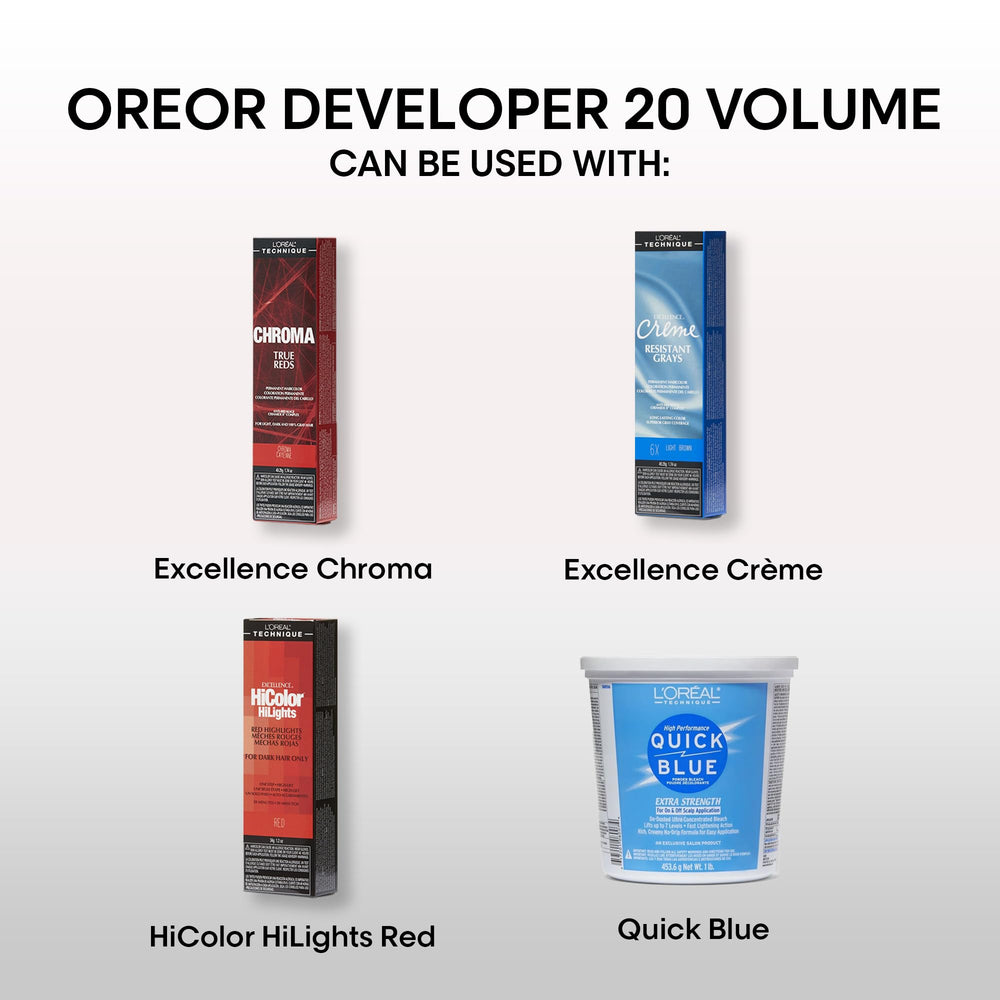 L'Oreal Technique Oreor 20 Volume Developer mixing bowl ensures easy blending with chosen color.