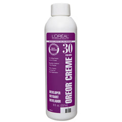 L'Oreal Technique Oreor 30 Volume developer bottle pour for even lift up to 3 levels.