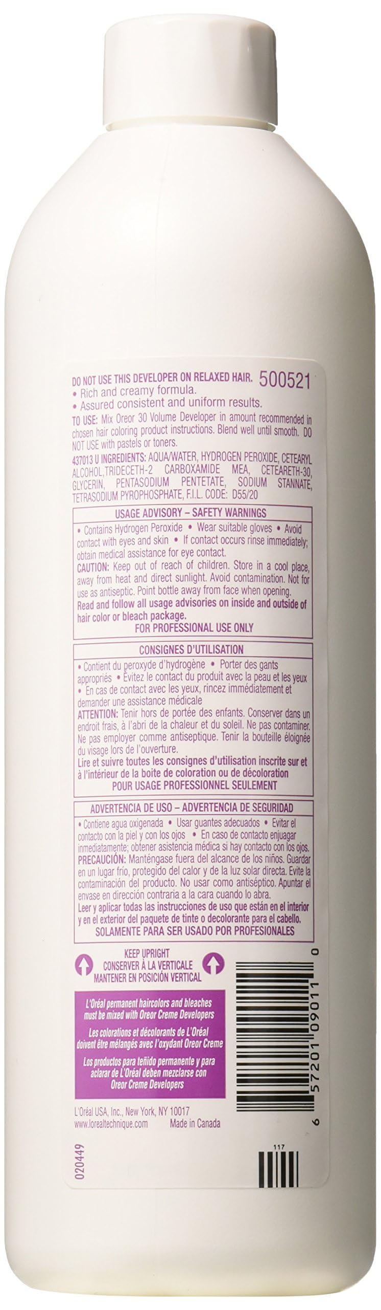 L'Oreal Technique Oreor 30 Volume for uniform color results