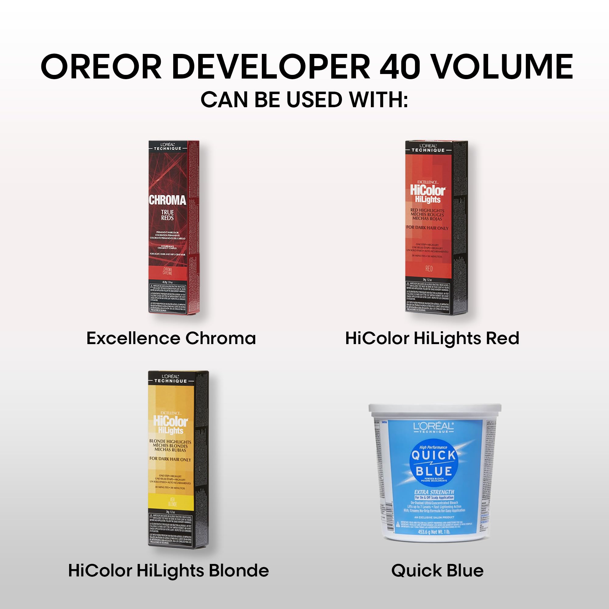 Oreor 40 Volume Developer cream formula for smooth mixing with color or bleach