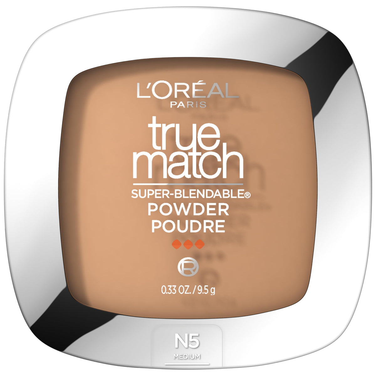 L’Oréal True Match Polvo base N5 Medio, empaque incluido, acabado natural.