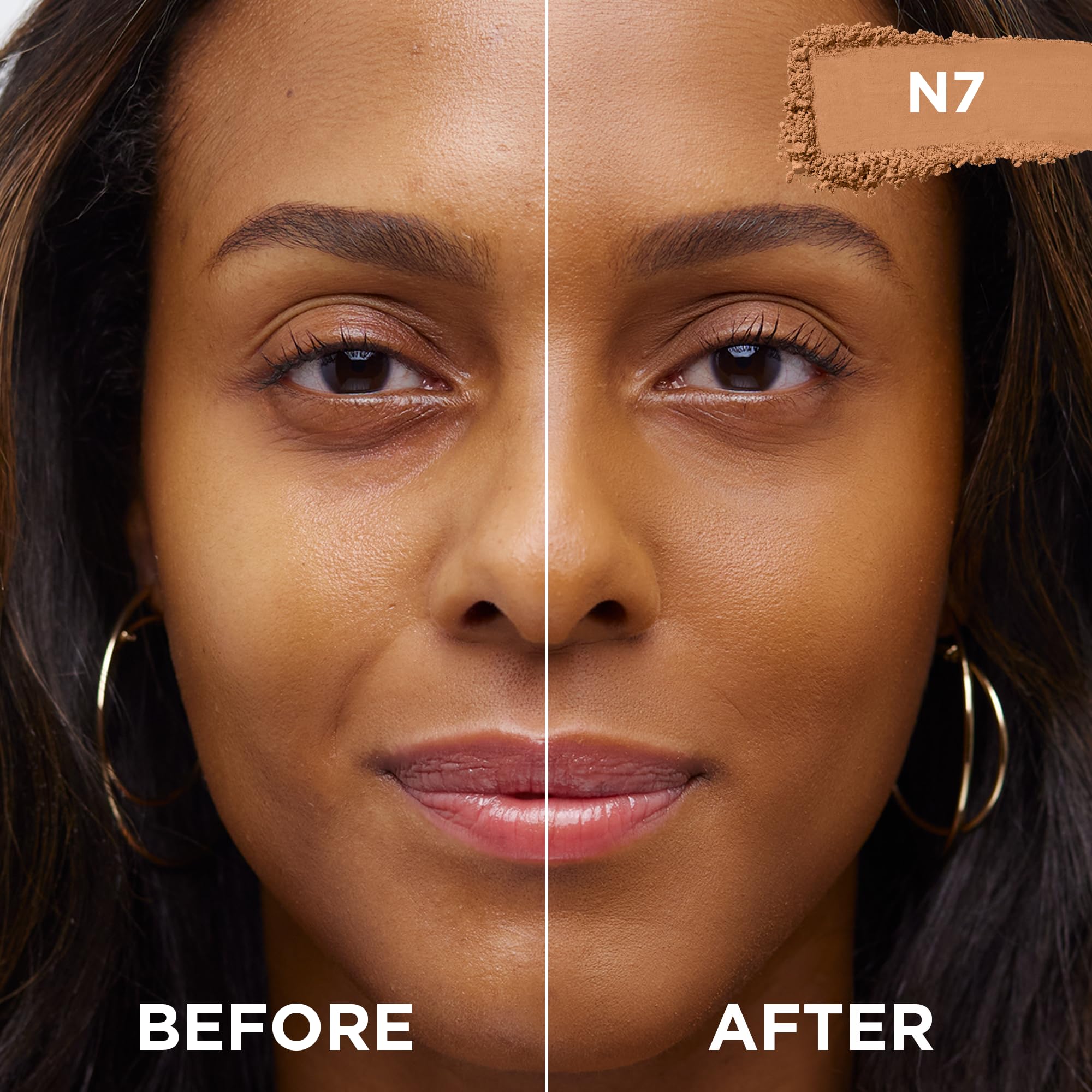 True Match powder swatches display a true shade match to skin tone.