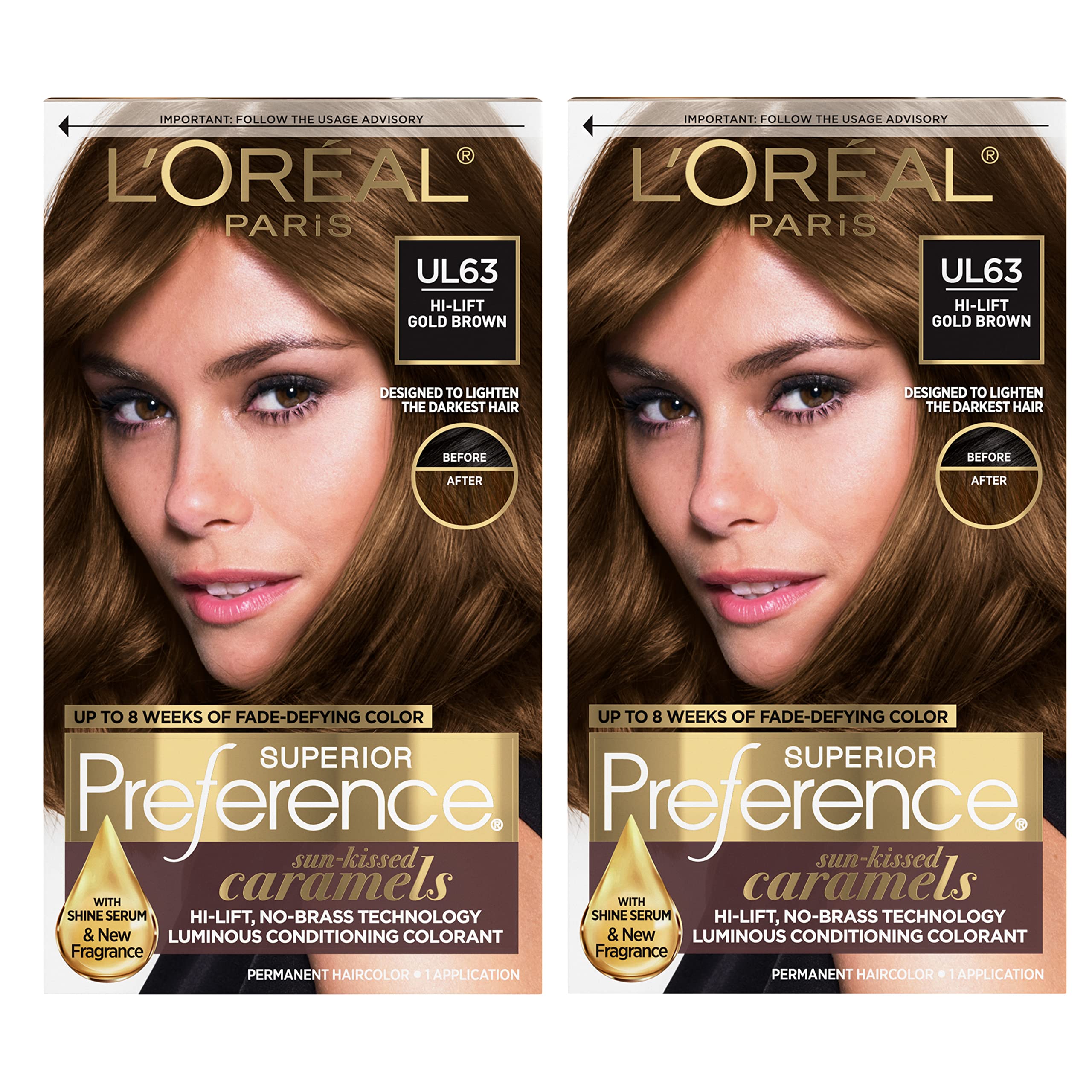 L'Oreal Paris Superior Preference Hi-Lift Golden Brown bottle for rich color
