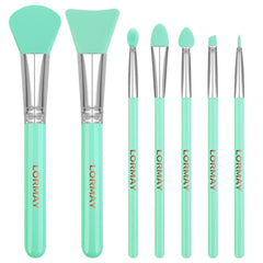 LORMAY 7pcs silicone brush kit mint green for makeup and resin crafting