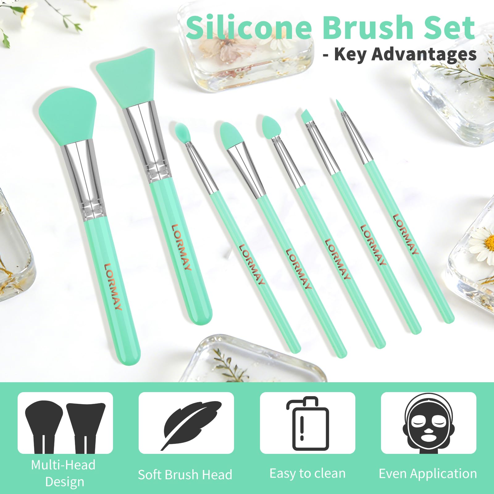 LORMAY easy-clean silicone brushes helping reduce product waste