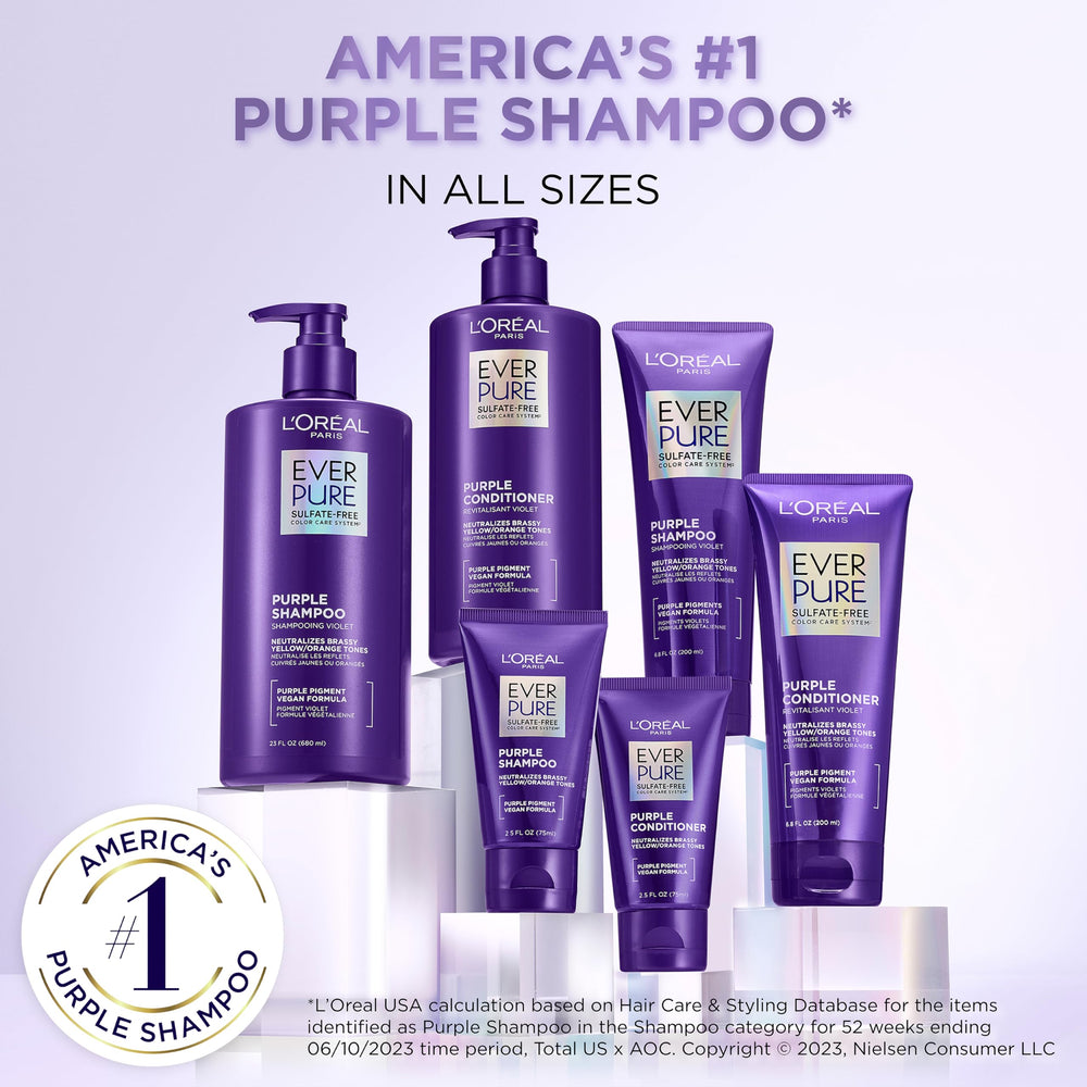 Cabello decolorado con tono violeta, shampoo EverPure para neutralizar tonos.