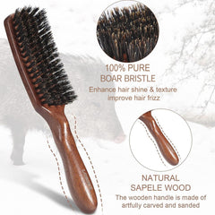 LORSEX boar-bristle brush in hand for gentle grooming on hair.